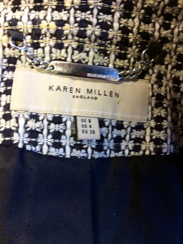 KAREN MILLEN BLACK & WHITE WEAVE JACKET SIZE 8