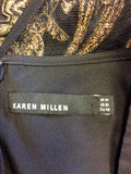 KAREN MILLEN BLACK & COPPER EMBROIDERED FLORAL DRESS SIZE 14