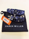 BRAND NEW KAREN MILLEN BLACK & BLUE FLORAL DRESS & MATCHING CLUTCH BAG SIZE 14