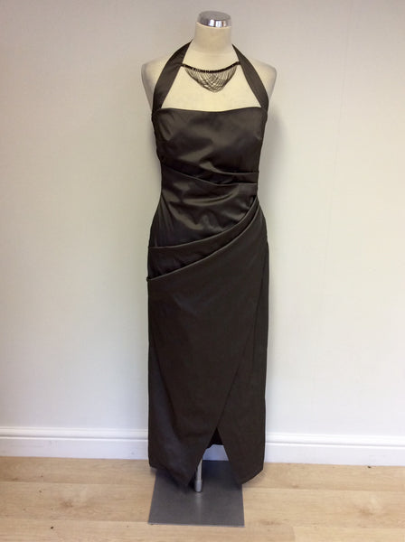 VERA MONT GREY HALTERNECK EVENING DRESS SIZE 12