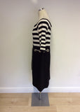 JOSEPH RIBKOFF BLACK & WHITE STRIPED TOP DRESS SIZE 16