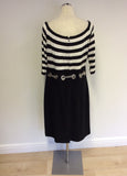 JOSEPH RIBKOFF BLACK & WHITE STRIPED TOP DRESS SIZE 16