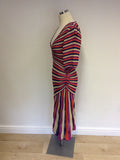 KAREN MILLEN STRIPED FINE KNIT DRESS SIZE 4 UK 14