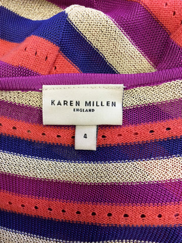 KAREN MILLEN STRIPED FINE KNIT DRESS SIZE 4 UK 14