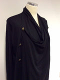 BRAND NEW MARKS & SPENCER BLACK WRAP ACROSS FRONT LONG CARDIGAN SIZE 14