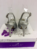 BRAND NEW LUNAR ELEGANCE SILVER PEEPTOE SLINGBACK HEELS SIZE 5/38