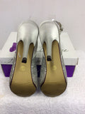 BRAND NEW LUNAR ELEGANCE SILVER PEEPTOE SLINGBACK HEELS SIZE 5/38