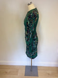 EMILIO PUCCI GREEN PRINT LONG SLEEVE DRESS SIZE 8