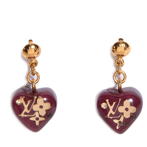 LOUIS VUITTON PINK HEART INCLUSION EARRINGS