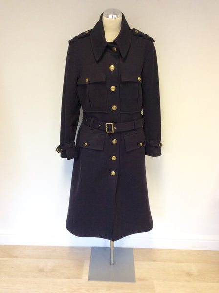 MULBERRY DARK BLUE MILLITARY STYLE WOOL BLEND COAT SIZE 10