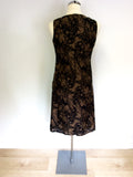 NICOLE FARHI BLACK & BROWN PRINT COTTON & SILK DRESS SIZE 8