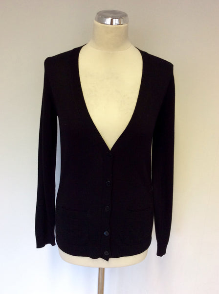 BRAND NEW MULBERRY BLACK MERINO WOOL V NECK CARDIGAN SIZE XS