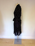 MULBERRY BLACK & WHITE SPOT SILK DRESS SIZE 10