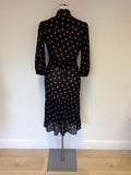 MULBERRY BLACK & WHITE SPOT SILK DRESS SIZE 10