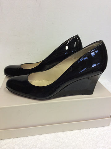 LK BENNETT ZAHARA BLACK PATENT LEATHER WEDGE HEELS SIZE 5/38