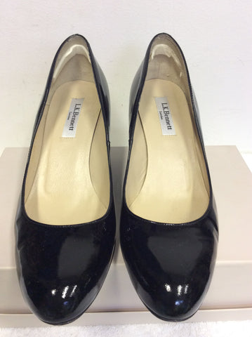 LK BENNETT ZAHARA BLACK PATENT LEATHER WEDGE HEELS SIZE 5/38