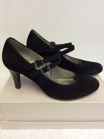 GABOR BLACK SUEDE MARY JANE HEELS SIZE 5/38