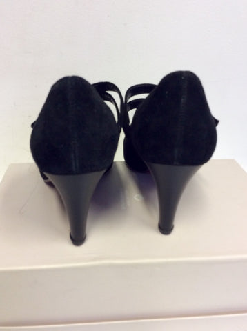 GABOR BLACK SUEDE MARY JANE HEELS SIZE 5/38