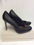 MODA IN PELLE BLACK LEATHER & GOLD TOE HEELS SIZE 7.5/41