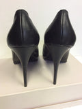 MODA IN PELLE BLACK LEATHER & GOLD TOE HEELS SIZE 7.5/41