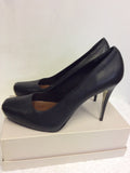 MODA IN PELLE BLACK LEATHER & GOLD TOE HEELS SIZE 7.5/41