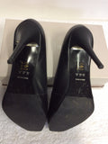 MODA IN PELLE BLACK LEATHER & GOLD TOE HEELS SIZE 7.5/41