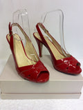 LK BENNETT RED PATENT LEATHER SLINGBACK HEELS SIZE 5/38