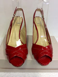 LK BENNETT RED PATENT LEATHER SLINGBACK HEELS SIZE 5/38