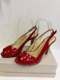 LK BENNETT RED PATENT LEATHER SLINGBACK HEELS SIZE 5/38