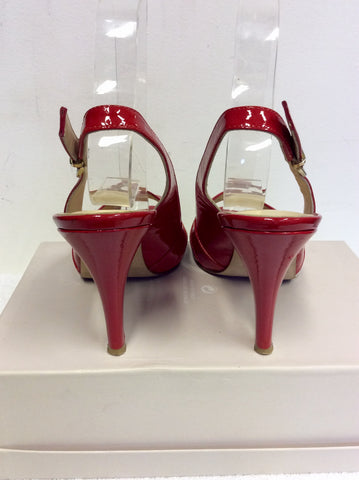 LK BENNETT RED PATENT LEATHER SLINGBACK HEELS SIZE 5/38