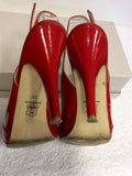 LK BENNETT RED PATENT LEATHER SLINGBACK HEELS SIZE 5/38