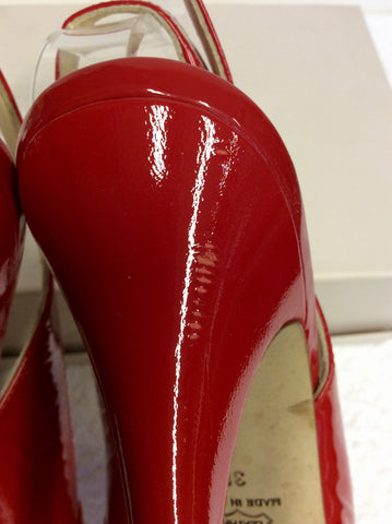 LK BENNETT RED PATENT LEATHER SLINGBACK HEELS SIZE 5/38