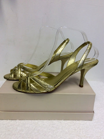 LK BENNETT GOLD LEATHER SLINGBACK SANDALS SIZE 8/42