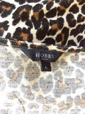 HOBBS LEOPARD PRINT SCOOP NECK 3/4 SLEEVE TOP SIZE L