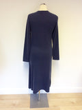 PURE COLLECTION INDIGO BLUE 100% CASHMERE WRAP DRESS SIZE 12