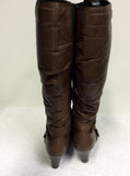 PIERRE CARDIN BROWN LEATHER KNEE LENGTH BOOTS SIZE 7/40