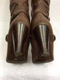 PIERRE CARDIN BROWN LEATHER KNEE LENGTH BOOTS SIZE 7/40