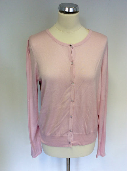 LAURA ASHLEY PALE PINK SILK PRINT BACK CARDIGAN SIZE 16