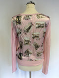 LAURA ASHLEY PALE PINK SILK PRINT BACK CARDIGAN SIZE 16