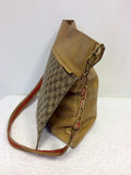 GUCCI CAMEL LEATHER & CANVAS MONOGRAM CROSS BODY/ SHOULDER BAG