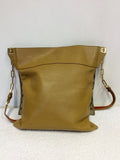 GUCCI CAMEL LEATHER & CANVAS MONOGRAM CROSS BODY/ SHOULDER BAG