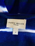 KAREN MILLEN BLUE & WHITE STRIPED CARDIGAN/TOP SIZE 2 UK 10/12