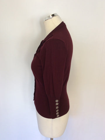 KAREN MILLEN BURGUNDY CARDIGAN SIZE 3 UK 12/14