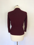 KAREN MILLEN BURGUNDY CARDIGAN SIZE 3 UK 12/14