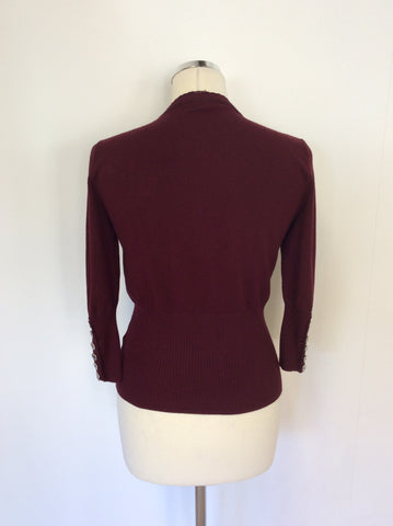 KAREN MILLEN BURGUNDY CARDIGAN SIZE 3 UK 12/14