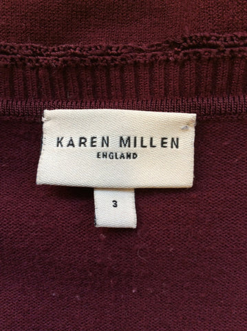 KAREN MILLEN BURGUNDY CARDIGAN SIZE 3 UK 12/14