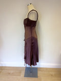 KAREN MILLEN BROWN SILK SPECIAL OCCASION DRESS SIZE 14