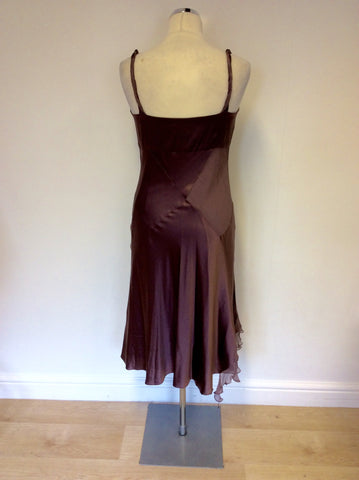 KAREN MILLEN BROWN SILK SPECIAL OCCASION DRESS SIZE 14