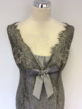 DESIGNER PADDY CAMPBELL SILVER GREY LACE DRESS SIZE 10