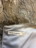 DESIGNER PADDY CAMPBELL SILVER GREY LACE DRESS SIZE 10